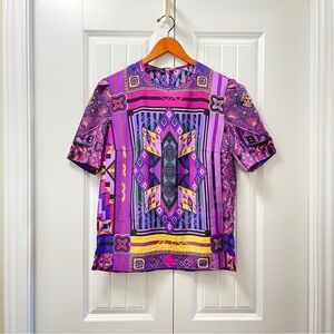 Vintage 80s Tribal Blouse from West Germany Purple - M